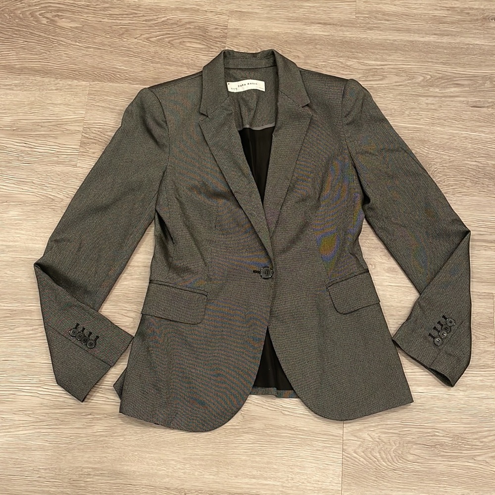 Zara shiny cinched waist blazer Sz Small - Picture 3 of 9